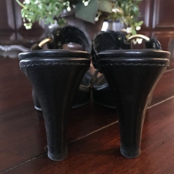 COACH PHEBE PLATFORM SANDALS BLACK 7 PREOWNED - Picture 3 of 9